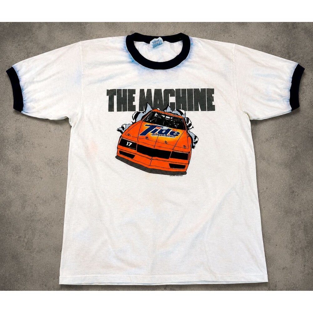 Vintage Darrell Waltrip Tide #17 T Shirt NASCAR The Machine USA Ringer Men Large